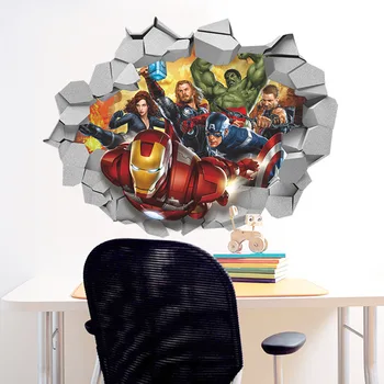 Disney, Marvel Anime Obrázok Avengers Iron Man, Kapitán Amerika 3D Stenové Nálepky pre Dieťa Izba Obývacia Izba Mš Darček k Narodeninám