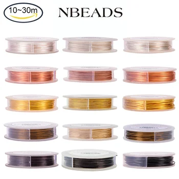 NBEADS10/20/30 m Hrubé:0.5/0.6/1mm Lesk Odolný Medený Drôt Lištovanie Drôt pre Náušnice Náramok Tvorby 0