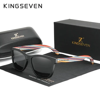 KINGSEVEN Originálny Design Multi Farba Dreva slnečné Okuliare Mužov 2020 Ručné Luxusné Módne Ženy Zrkadlo Slnečné Okuliare Oculos de sol 0