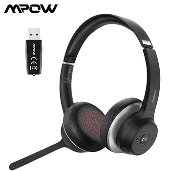 Mpow HC5 Bluetooth 5.0 Headset s USB Adaptér CVC8.0 Duálny Mikrofón Potlačením Hluku Headset s 22H Lka pre PC Úrad Práce