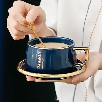 Keramické šálku kávy set home office popoludňajší čaj šálka s lyžičkou pár raňajky pohár pre mužov a ženy