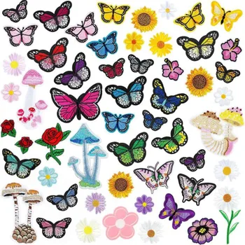Výšivky Patch Kvet, Motýľ Žehlička na Patch pre odevné doplnky Vzor Loga Diy Darčeky Viacerých Štýlov a Farieb