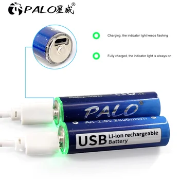 PALO 1,5 V AA USB Nabíjateľná Li-ion Batéria AA 2800mWh +USB 1,5 V AAA Lítiová Nabíjateľná Batéria AAA 1110mWh s USB Kábel