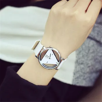 Sledujte ženy Zápästie Quartz NOVÉ, Moderné Luxusné Módne Vyprázdnené-out Trojuholníkový Ciferník Bežné Darček pre ženu hodinky reloj mujer