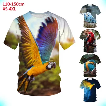 Pánske a dámske Vtipné Papagáj 3D Vytlačené T-shirt Lete Bežné Zvierat Vytlačené T Tričko