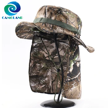 CAMOLAND Vojenské Vedierko Hat Krku Klapka Lete UV Ochrany Slnko Klobúk Pre Ženy, Mužov Kamufláž Vonkajšie Turistiku, Rybolov Čiapky