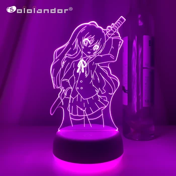 Nové Led Nočné Svetlo Toradora Tajga Aisaka pre Spálňa Decor Darčekové Farebné Nočného Anime Waifu 3d Lampa Tajga Aisaka Toradora
