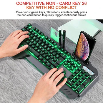 Mechanical Gaming Keyboard S RGB Podsvietenie Držiaka Telefónu, Káblovej Ergonomické Klávesnice Hráč Klávesnicou Pre Tablety Plochy Pre PUBG