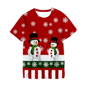 Šťastné a veselé Vianoce, Santa a Jelene Tlačiť T-Shirt 3-14 Rokov Deti-Chlapci, Dievčatá T-Shirts 0