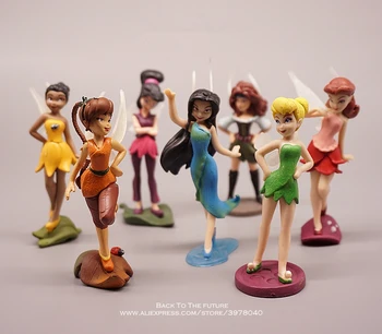 Disney Tinker Bell Princezná Cartoon 10 cm 7pcs/set mini bábika Akcie Obrázok Anime Kolekcia Mini Figúrka Toy model pre deti