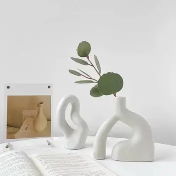 Abstraktné Umenie, Keramické Vázy Nordic Minimalistický Dekorácie Kvet Usporiadanie Tvorivé Obývacia Izba TV Kabinet Ploche Dekorácie
