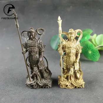 Antické Bronzové Tri Oči Samotnému Bohu Sôch Budhu Čínsky Hrdina Ozdoby Tri Poukázal dvojsečný Čepeľ Zbraň Psa Figúrky