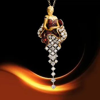 Morská víla Mýtus Náhrdelník Bohyne Krištáľové Šperky, Prívesok Klasické Retro Romantické Šperky pre Ženy Ornament Veľkoobchod