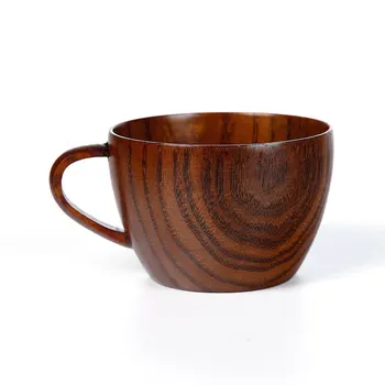 Drevené funkcie s držiakom hrnček drevené šálku kávy jednoduché ručné sklo drevený pohár 0