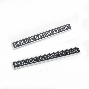 2x POLICE INTERCEPTOR Chrome Black Znak Auto Tela Fender batožinového priestoru Zadné Odznak pre Ford Preskúmať Victoria Crown Býk Nabíjačky 0