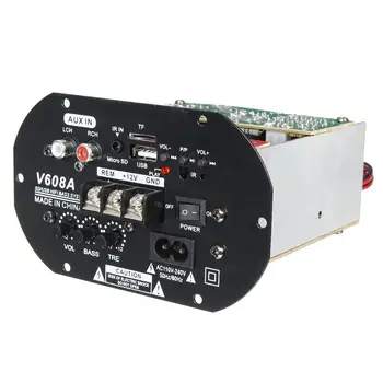 V608A 80W High Power Bass Auto Hi-Fi Subwoofer Zosilňovač Doske Modulu TF USB 110V-220V