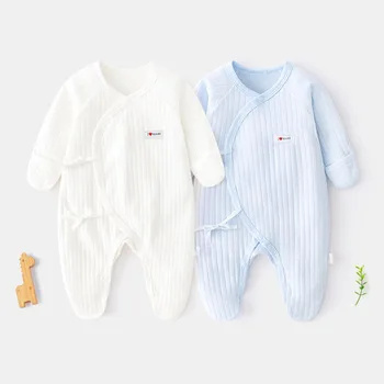 Novorodenca Footies Romper Pruhované Oblečenie Baby Dievčatá Kombinézach Pyžamo Trakmi, Zimné Bavlna Infant Boys Remienky 0 3 6 Mesiacov