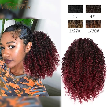 MONIXI Syntetické Krátke Afro Kučeravé Šnúrkou Copu Vlasy Kus pre American Black Ženy Syntetické Copu Clip in Vlasy