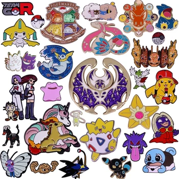 Pokémon Brošne Anime Postavy Lunala Charizard Mew Kovové Brošňa Odznak Hračky Pikachu Gengar Cartoon Pin Deti Hračky Pre Deti, Darčeky