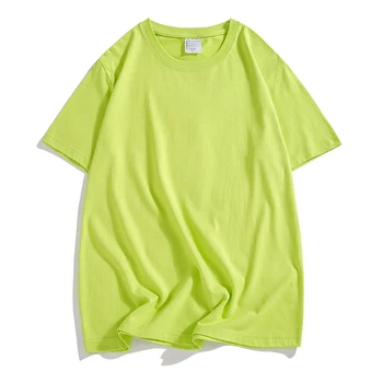 2022 Nové 100% Bavlna Tričko Muži Ženy Farbou Krátky Rukáv Pure Color Outwear 0