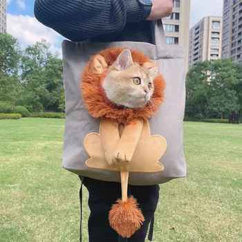 Kreatívne Mačka Taške S Lion Hlavou Dizajn Plátené Tašky S Otvorom Pet Dopravcu Mačka Dopravcu Šteňa Dopravcu