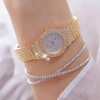 2022 Nové 3KS Luxusné Ženy Rose Gold Sledovať Módne Dámske horské slnko Diamant Hodinky Elegantné Ženy Náramok Hodiniek Reloj Mujer