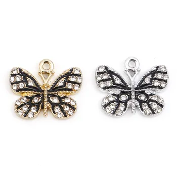 Móda Micro Pave Charms Multicolor Black Butterfly Zvierat Smalt Drahokamu Prívesky DIY Náhrdelník Šperky 19 mm x 17 mm,10PCs