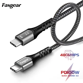 Fasgear 100W 5A USB C Do USB Typu C Kábel PD Rýchlo Nabíjačka, Kábel USB-Typ C-c Kábel Pre Xiao Samsung iPad a MacBook OnePlus Huawei