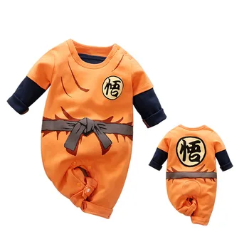 Novonarodené Dieťa Chlapec Oblečenie Romper 100% Bavlna Dragon DBZ Trakmi, Halloween Kostým Dieťa Kombinézach Dlhý Rukáv Oblečenie