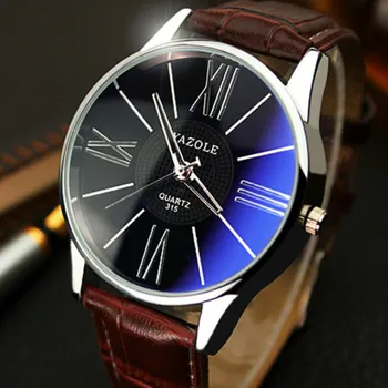 YAZOLE Módne Mužov Sledovať Jednoduché Business Kožené Quartz náramkové hodinky Luxusné Muž Hodiny Montre Homme zegarek meski