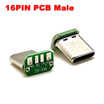 2-10pcs USB 3.1 typ C muž vertikálne patch rada 16pin údaje kapela PCB USB páska doska mužskej hlavy USB C konektor 0