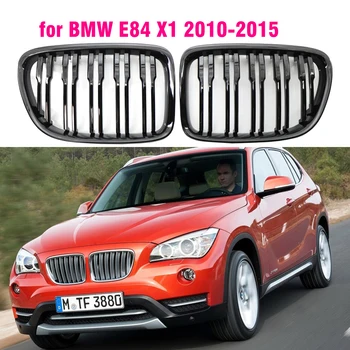 Pre BMW X1 Série E84 Obdobie 2010-2015 Lesklý Čierny Predný Nárazník Dual Roštov Predné Obličiek Grilovacia Mriežka 0
