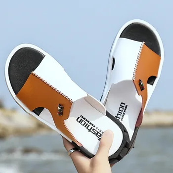 Pánske Letné Sandále Originálne Kožené Pohodlné Slip-on Ležérne Módne Sandále Mužov Papuče Zapatillas Hombregh4 0