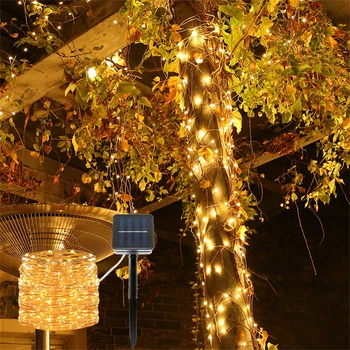 300-50leds Vonkajšie Slnečné String Svetlo Vianočné Medený Drôt Víla Garland Lampa 22M 12M 7M pre Nový Rok, Vianoce, Svadobné Party Decor