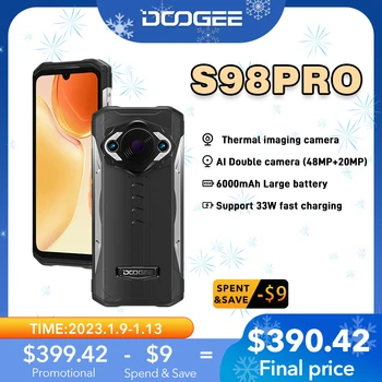 [Svetová Premiéra Na Sklade]DOOGEE S98 Pro Tepelné zobrazovacie Kamery 20MP Nočné videnie Robustný Telefón, Heliograf G96 8GB 256 GB 6000mAh Telefón