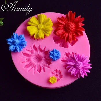 Aomily 6 Otvorov 3D Kvety Silikónové Tortu Fondant Formy DIY Ručne vyrábané Čokoládové Cookies Plesne Pečenie Koláča Pečivo Pečiva Nástroj 0