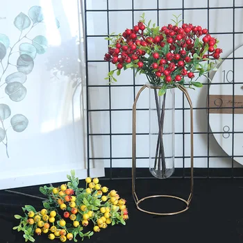 Umelý Kvet Bean Pobočky Vianočné Berry Rodiny, Dekorácie, Svadobné Drží Kvetiny Cesty Vedúcej Kvetinové Steny Falošné Kvety 0