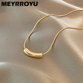 MEYRROYU 316L Nerezovej Ocele, Oblúk Náhrdelník Prívesok Pre Ženy Móda Temperament Zlato Clavicle Reťazca Minimalistický Šperky Darček