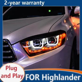 Čelová Lampa Pre Toyota Highlander Svetlomety 2009-2011 Kluger LED Reflektor DRL Hid Angel Eye Bi Xenon Príslušenstvo