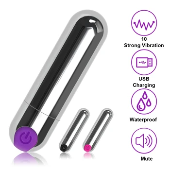 IKOKY Silný Výkon 10 Rýchlosť Mini Bullet Vodotesný Vibrátor Bradavky G-spot Masér USB Nabíjateľné Sexuálne Hračky Pre Ženy 0