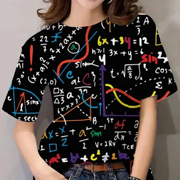 Nové ženské Tričká Matematický Vzorec Tlač Streetwear Krátky Rukáv Topy dámske Oblečenie Nadrozmerné T-Shirts Dievčatá Letné Oblečenie