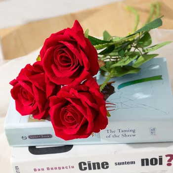 1 Kus Červené Ruže, Kvety Hodváb Skutočný Dotyk Umelé Kvety Valentín Domov Svadobné Dekorácie Falošné Kvety