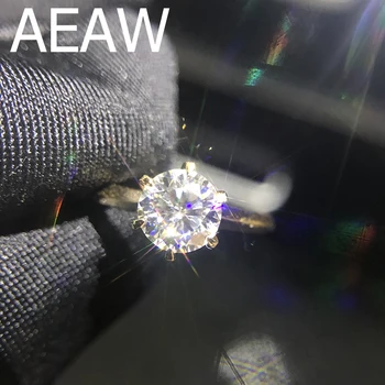 100% 18K Zlato 1.0 ct Moissanite Zásnubný Diamantový Prsteň D Farba VVS pre Ženy