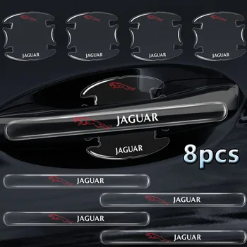 8pcs Transparentné Dvere Auta Rukoväť Nálepky Dekorácie Chránič Film Jaguar F-TYPE F-TEMPO E-TEMPO I-TEMPO XF XE XJ X-Type Dekor