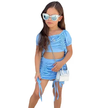 2022 V Lete Dievčatká Dva Ks Súprava Tepláková Súprava Zodpovedajúce Nastavenie Deti Farbou Šnúrkou Sportsuit Oblečenie Pre Deti, Oblečenie