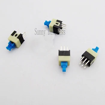 30pcs/veľa Námestie 7x7x12mm 6 Pin DPDT Mini Tlačidlo Self-locking Prepínač G64 Multimeter Prepínač