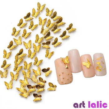 10 Ks/Taška Nové Nail Art, 3D Kovový Lesk Motýľ Dekorácie Zlaté Zliatiny Šperky Nie Fade Nástroje na Manikúru