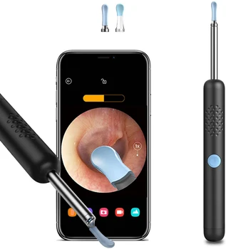 Odstránenie ušného mazu Čistič s 3,5 mm Ucho Fotoaparát 6 LED Svetiel, 1080P FHD Video Otoscope Kompatibilné s iPhone a Android 0