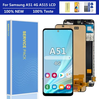 Super AMOLED Pre Samsung Galaxy A51 LCD Displej Dotykovej Obrazovky, Samsung A51 A515F A515W A515U LCD Displej Nahradiť, s Rámom 0