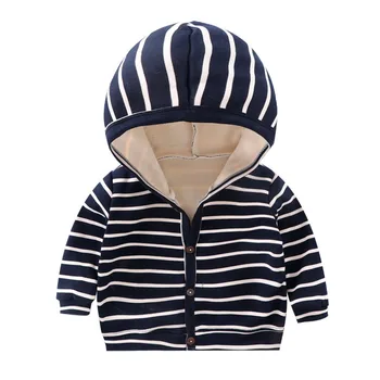 Nové Baby Chlapci, Dievčatá vrchné oblečenie Oblečenie Roztomilý Kapucňou Pruhovaný Kabát Zime Teplé Dieťa Unisex Bunda Batoľa Cardigan Coats 1-5Y